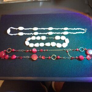Pink Peruvian Opal, Red, and Shell Beads Women Necklaces (Winner’s Choice) NWOT